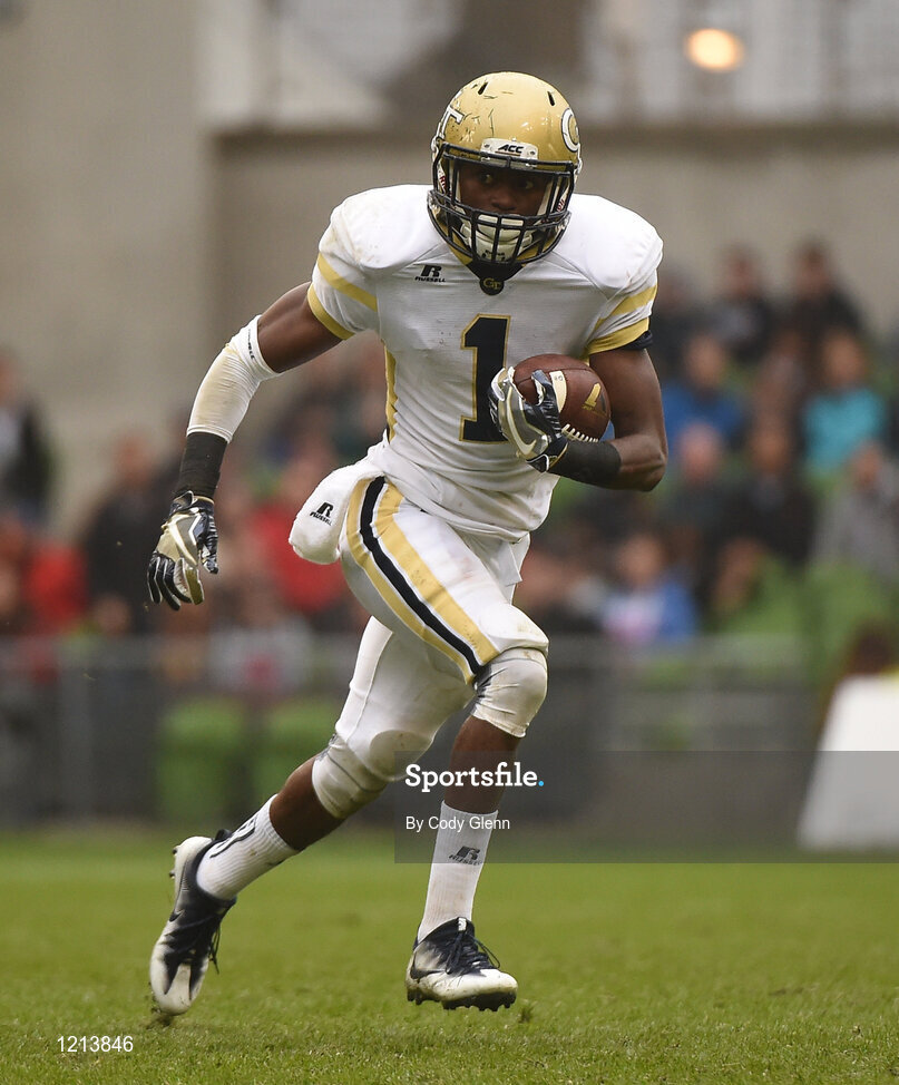 3 September 2016; Georgia Tech receiver Qua Searcy during the Aer Lingus College Football Classic match between Boston College Eagles and Georgia Tech Yellow Jackets at the Aviva Stadium in Lansdowne Road, Dublin. Photo by Cody Glenn/Sportsfile