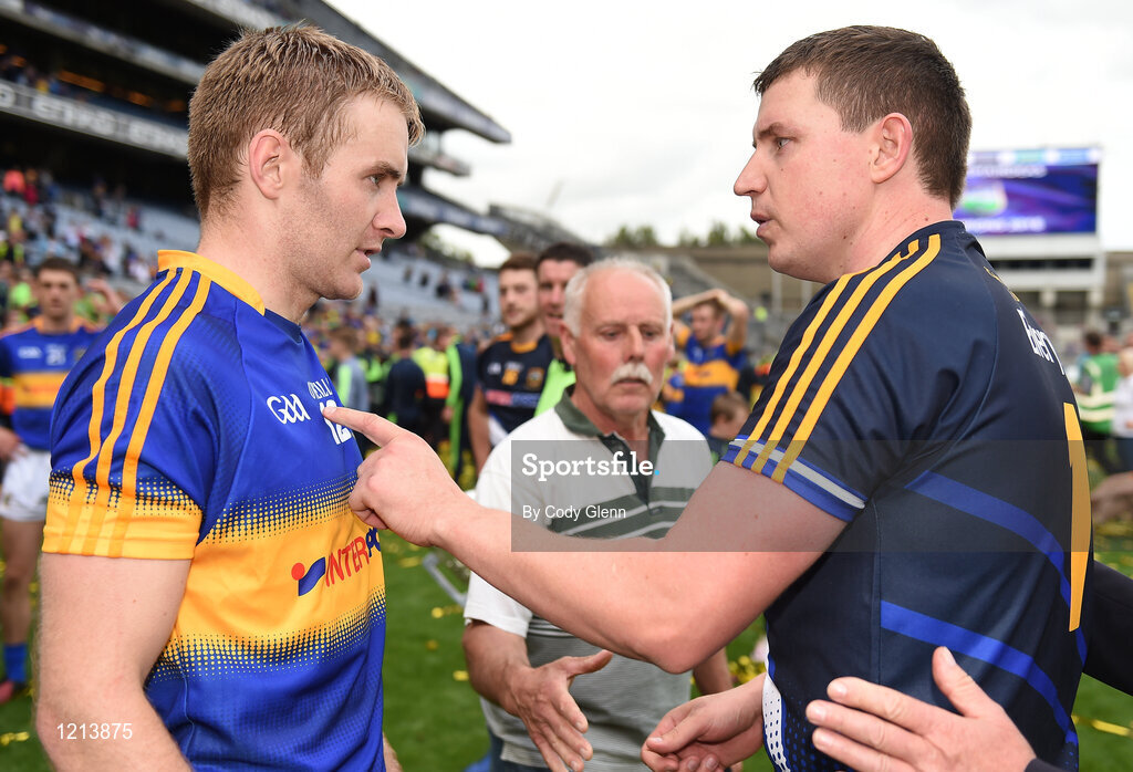 4 September 2016; Tipperary team-mates Noel McGrath, left, and Darren Gleeson following the GAA Hurling All-Ireland Senior Championship Final match between Kilkenny and Tipperary at Croke Park in Dublin. Photo by Cody Glenn/Sportsfile
