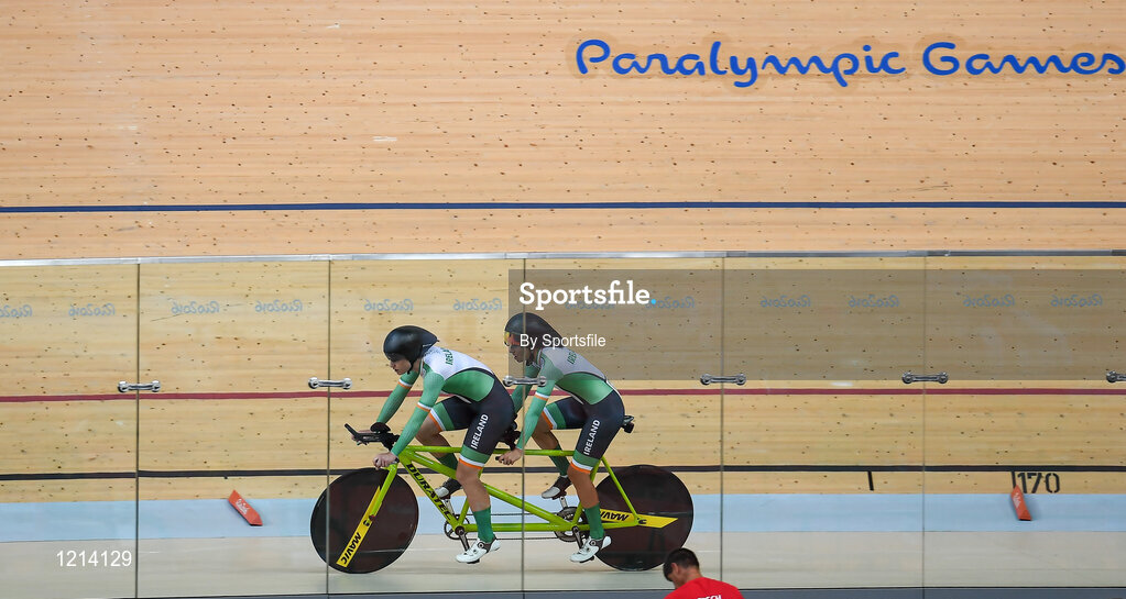 9 September 2016; Katie-George Dunlevy of Ireland along with her pilot Eve McCrystal in action during the Women's B 1000m Time Trial at the Rio Olympic Velodrome during the Rio 2016 Paralympic Games in Rio de Janeiro, Brazil. Photo by Sportsfile