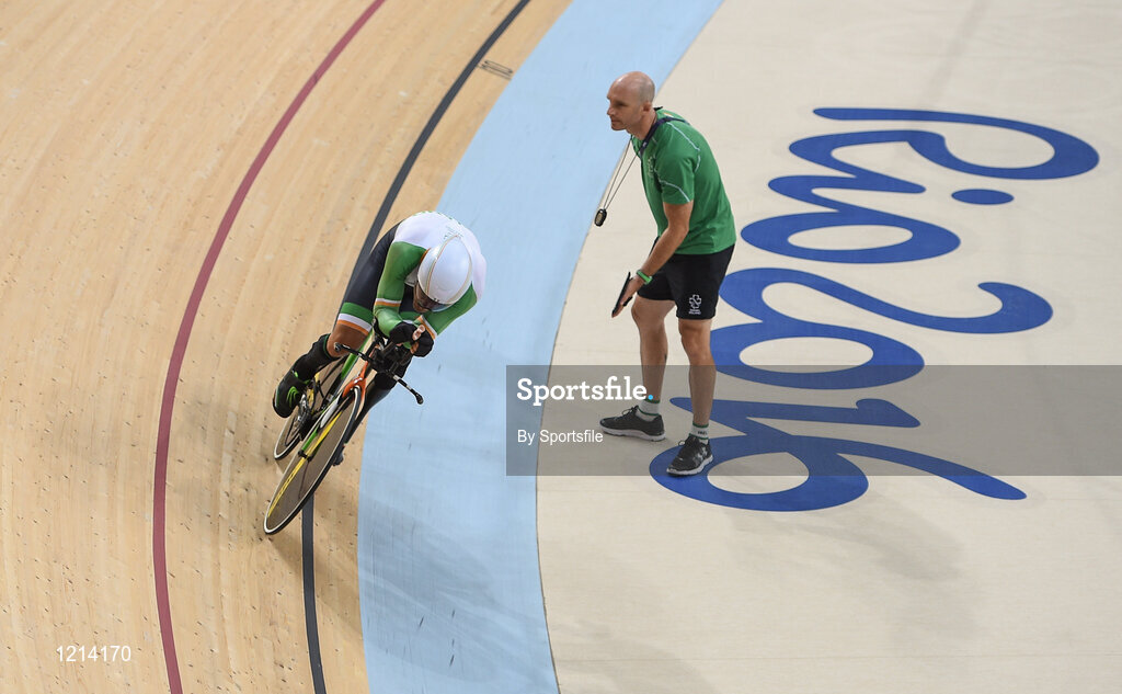 9 September 2016; Colin Lynch of Ireland in action during the Men's C2 3000m Individual Pursuit qualifier at the Rio Olympic Velodrome during the Rio 2016 Paralympic Games in Rio de Janeiro, Brazil. Photo by Sportsfile