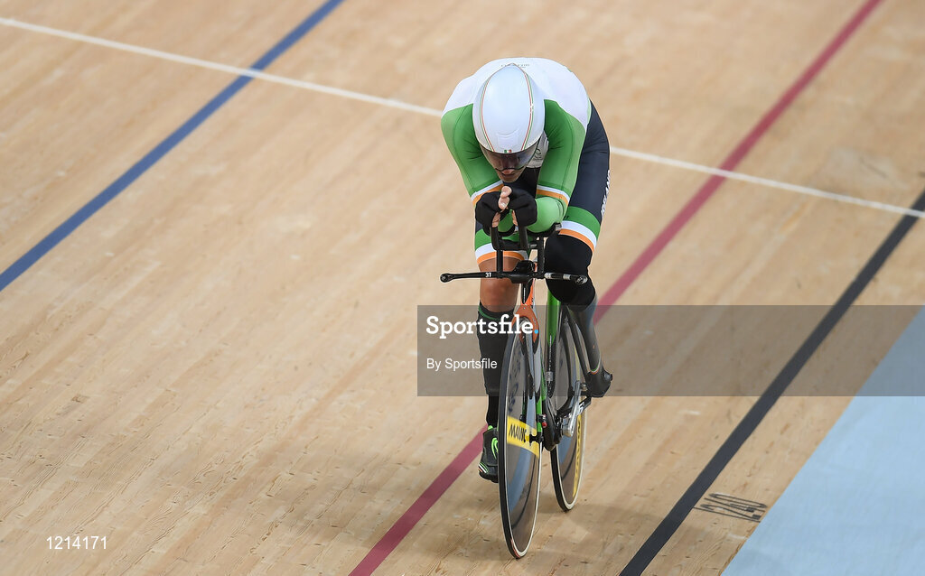 9 September 2016; Colin Lynch of Ireland in action during the Men's C2 3000m Individual Pursuit qualifier at the Rio Olympic Velodrome during the Rio 2016 Paralympic Games in Rio de Janeiro, Brazil. Photo by Sportsfile