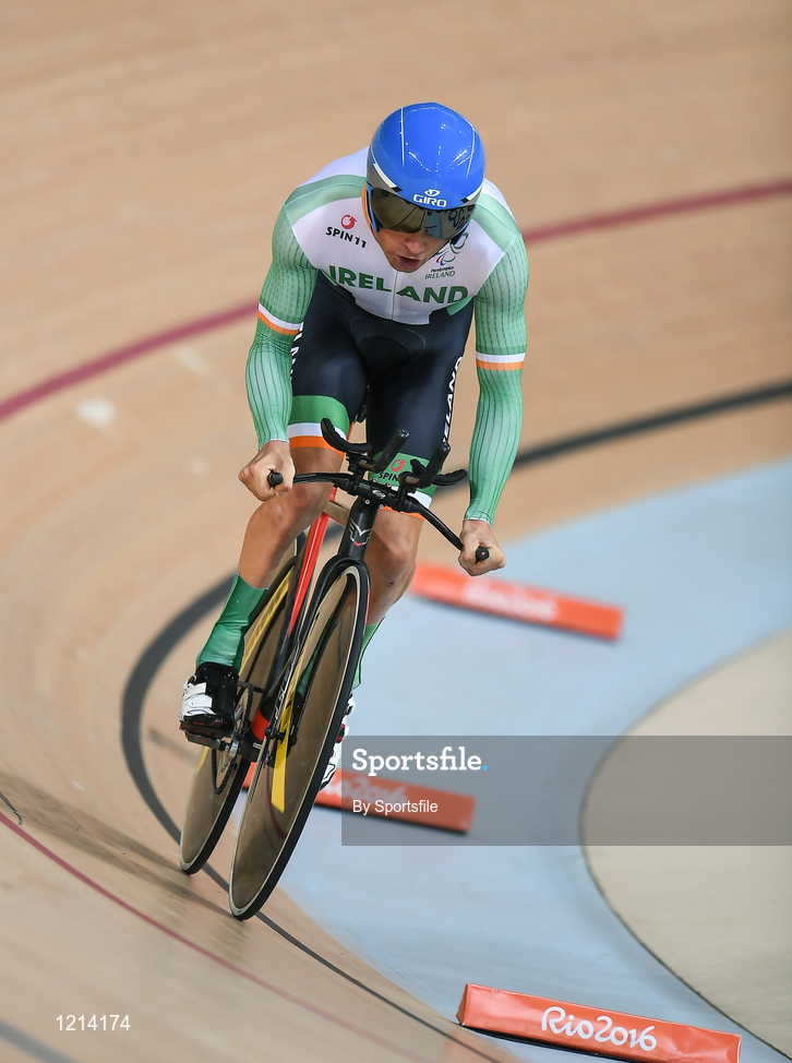 9 September 2016; Eoghan Clifford of Ireland in action during the Men's C3 3000m Individual Pursuit qualifier at the Rio Olympic Velodrome during the Rio 2016 Paralympic Games in Rio de Janeiro, Brazil. Photo by Sportsfile