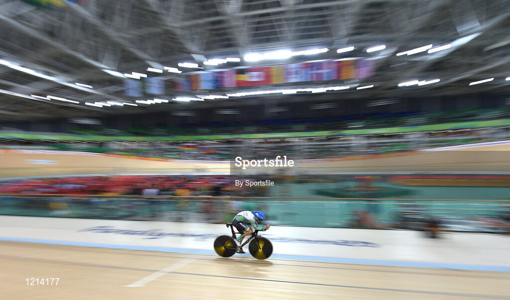 9 September 2016; Eoghan Clifford of Ireland in action during the Men's C3 3000m Individual Pursuit qualifier at the Rio Olympic Velodrome during the Rio 2016 Paralympic Games in Rio de Janeiro, Brazil. Photo by Sportsfile