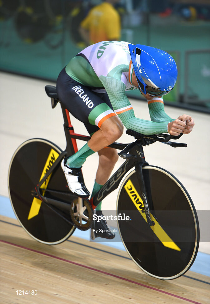 9 September 2016; Eoghan Clifford of Ireland in action during the Men's C3 3000m Individual Pursuit qualifier at the Rio Olympic Velodrome during the Rio 2016 Paralympic Games in Rio de Janeiro, Brazil. Photo by Sportsfile