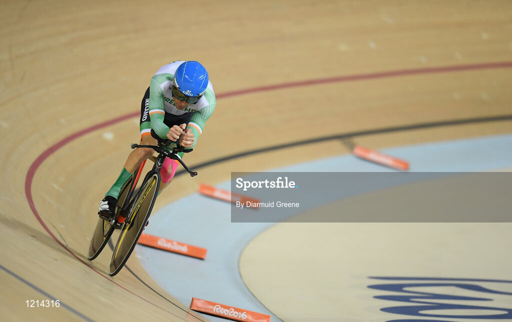9 September 2016; Eoghan Clifford of Ireland in action during the Men's C3 3000m Individual Pursuit Final at the Rio Olympic Velodrome during the Rio 2016 Paralympic Games in Rio de Janeiro, Brazil. Photo by Diarmuid Greene/Sportsfile