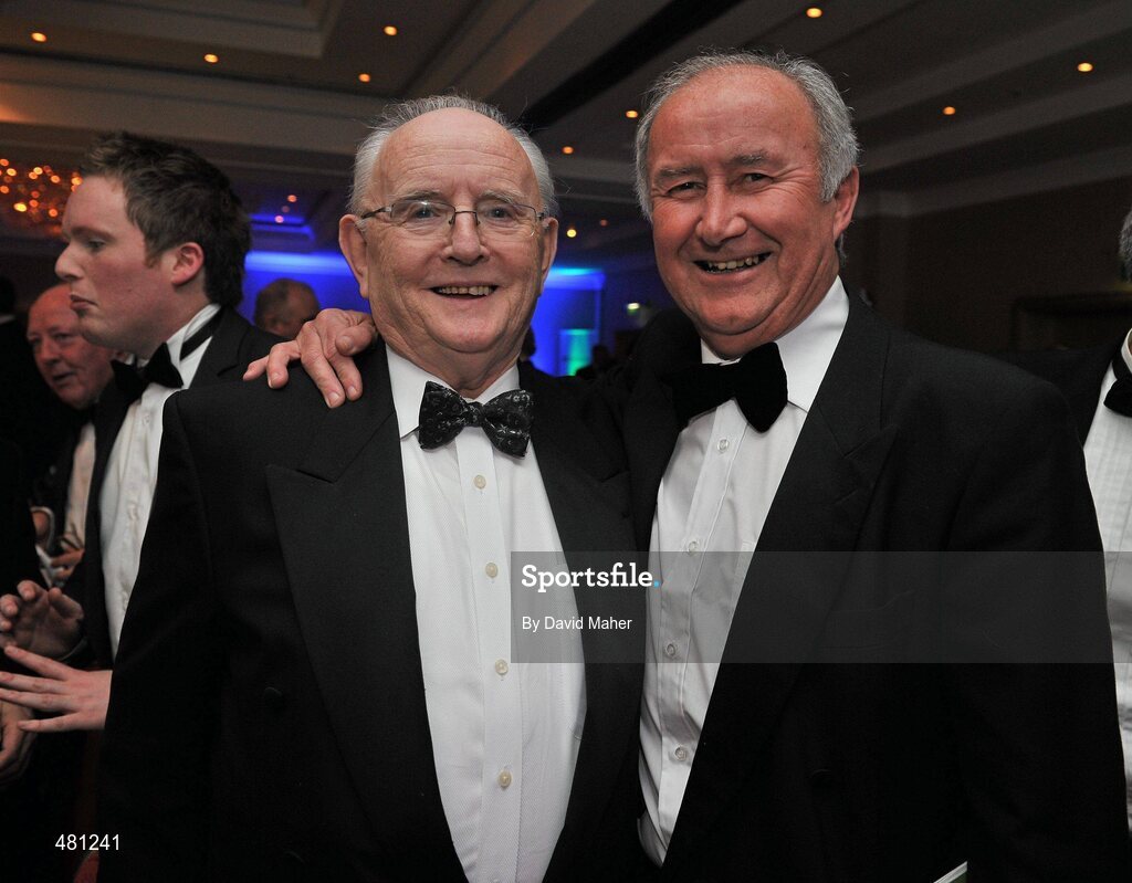 14 January 2010; RTE Commentator Jimmy Magee with Former Republic of Ireland International Tommy McConville. The Airtricity SWAI Awards 2010, The Conrad Hotel, Dublin. Picture credit: David Maher / SPORTSFILE