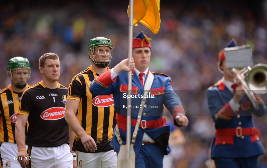 4 September 2016; Kilkenny captain Shane Prendergast leads his team-mates in the parade prior to the GAA Hurling All-Ireland Senior Championship Final match between Kilkenny and Tipperary at Croke Park in Dublin. Photo by Piaras Ó Mídheach/Sportsfile