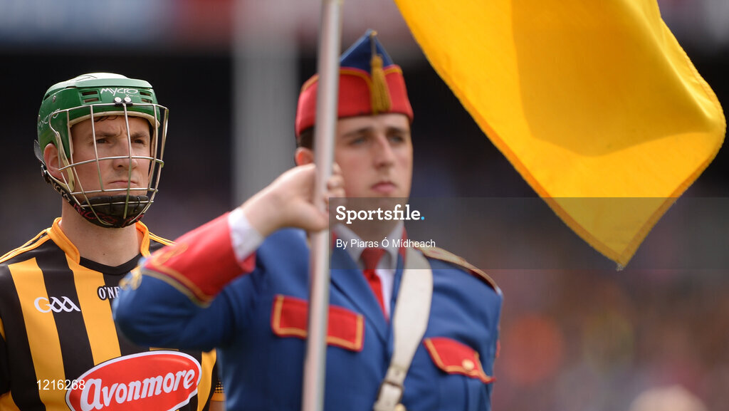 4 September 2016; Kilkenny captain Shane Prendergast leads his team-mates in the parade prior to the GAA Hurling All-Ireland Senior Championship Final match between Kilkenny and Tipperary at Croke Park in Dublin. Photo by Piaras Ó Mídheach/Sportsfile