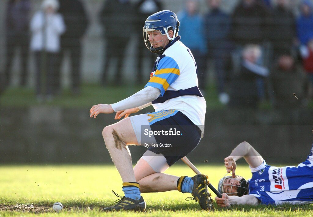 16 January 2011; Walter Walsh, UCD, scores his side's second goal, despite the best effort of Brian Campion, Laois. Walsh Cup, 1st Round, Laois v UCD, Rathdowney GAA Grounds, Rathdowney, Co. Laois. Picture credit: Ken Sutton / SPORTSFILE