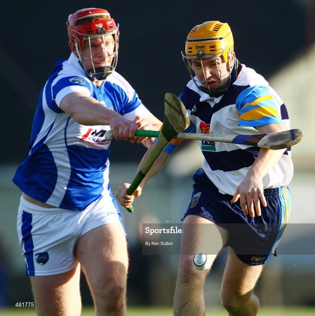 16 January 2011; Matthew Whelan, Laois, in action against David O'Connor, UCD. Walsh Cup, 1st Round, Laois v UCD, Rathdowney GAA Grounds, Rathdowney, Co. Laois. Picture credit: Ken Sutton / SPORTSFILE