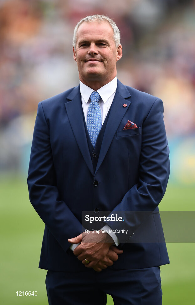 4 September 2016; Member of the Tipperary 1991 Jubilee Hurling team, Ken Hogan, during their presentation to the crowd before the GAA Hurling All-Ireland Senior Championship Final match between Kilkenny and Tipperary at Croke Park in Dublin. Photo by Stephen McCarthy/Sportsfile