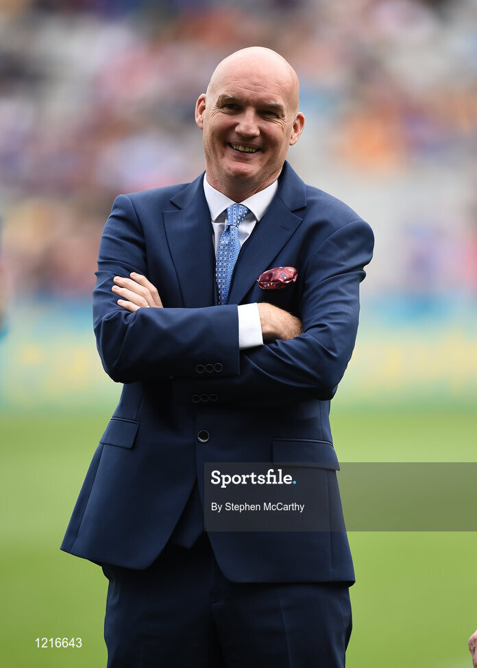 4 September 2016; Member of the Tipperary 1991 Jubilee Hurling team, Noel Sheehy, during their presentation to the crowd before the GAA Hurling All-Ireland Senior Championship Final match between Kilkenny and Tipperary at Croke Park in Dublin. Photo by Stephen McCarthy/Sportsfile