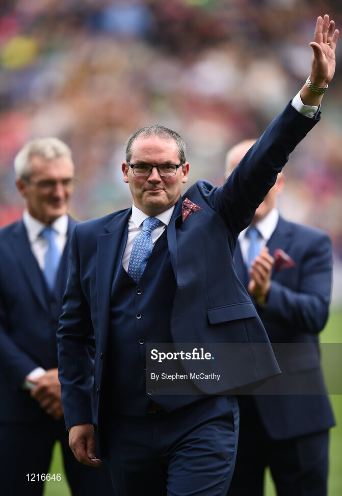 4 September 2016; Member of the Tipperary 1991 Jubilee Hurling team, Conal Bonnar, during their presentation to the crowd before the GAA Hurling All-Ireland Senior Championship Final match between Kilkenny and Tipperary at Croke Park in Dublin. Photo by Stephen McCarthy/Sportsfile