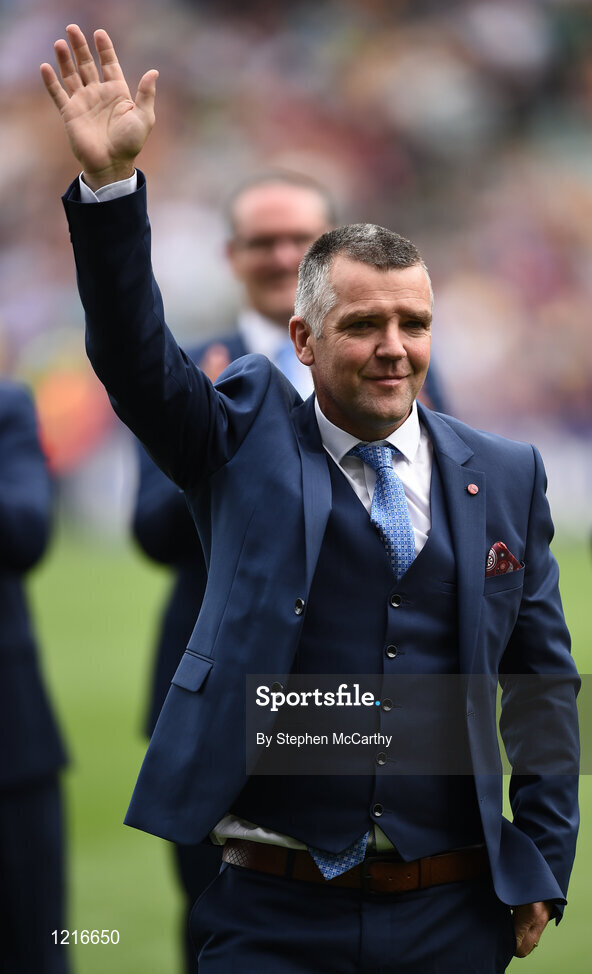 4 September 2016; Member of the Tipperary 1991 Jubilee Hurling team, Michael Cleary, during their presentation to the crowd before the GAA Hurling All-Ireland Senior Championship Final match between Kilkenny and Tipperary at Croke Park in Dublin. Photo by Stephen McCarthy/Sportsfile