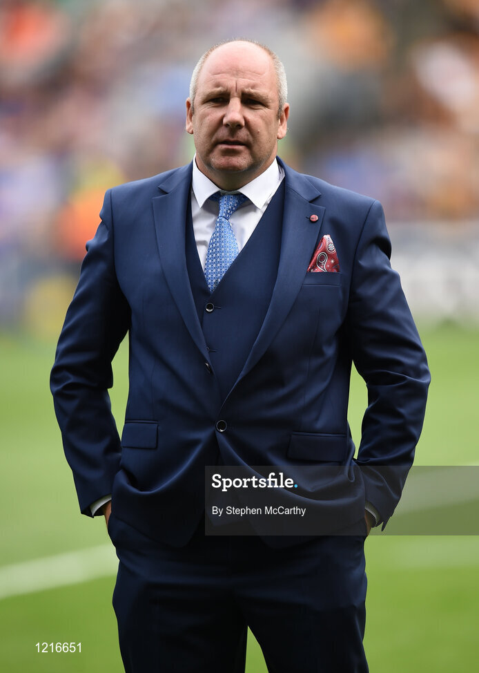 4 September 2016; Member of the Tipperary 1991 Jubilee Hurling team, John Leahy, during their presentation to the crowd before the GAA Hurling All-Ireland Senior Championship Final match between Kilkenny and Tipperary at Croke Park in Dublin. Photo by Stephen McCarthy/Sportsfile