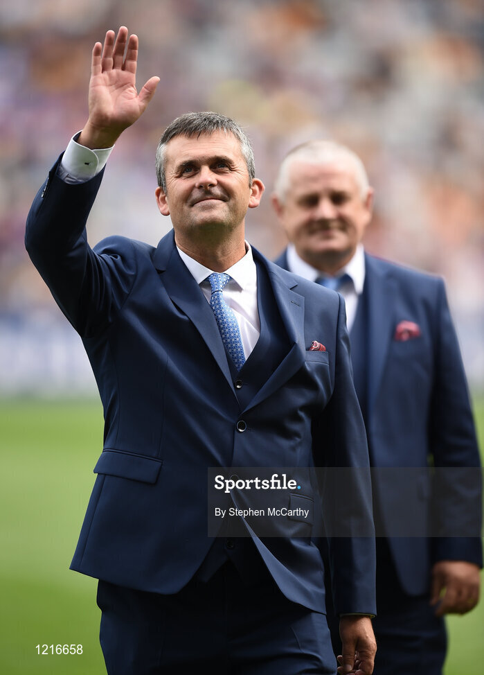4 September 2016; Member of the Tipperary 1991 Jubilee Hurling team, Padraig Hogan, during their presentation to the crowd before the GAA Hurling All-Ireland Senior Championship Final match between Kilkenny and Tipperary at Croke Park in Dublin. Photo by Stephen McCarthy/Sportsfile