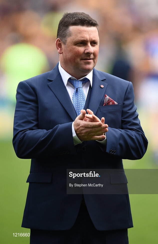 4 September 2016; Member of the Tipperary 1991 Jubilee Hurling team, Tony Lanigan, during their presentation to the crowd before the GAA Hurling All-Ireland Senior Championship Final match between Kilkenny and Tipperary at Croke Park in Dublin. Photo by Stephen McCarthy/Sportsfile