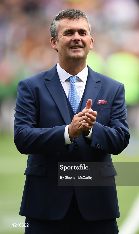 4 September 2016; Member of the Tipperary 1991 Jubilee Hurling team, Padraig Hogan, during their presentation to the crowd before the GAA Hurling All-Ireland Senior Championship Final match between Kilkenny and Tipperary at Croke Park in Dublin. Photo by Stephen McCarthy/Sportsfile