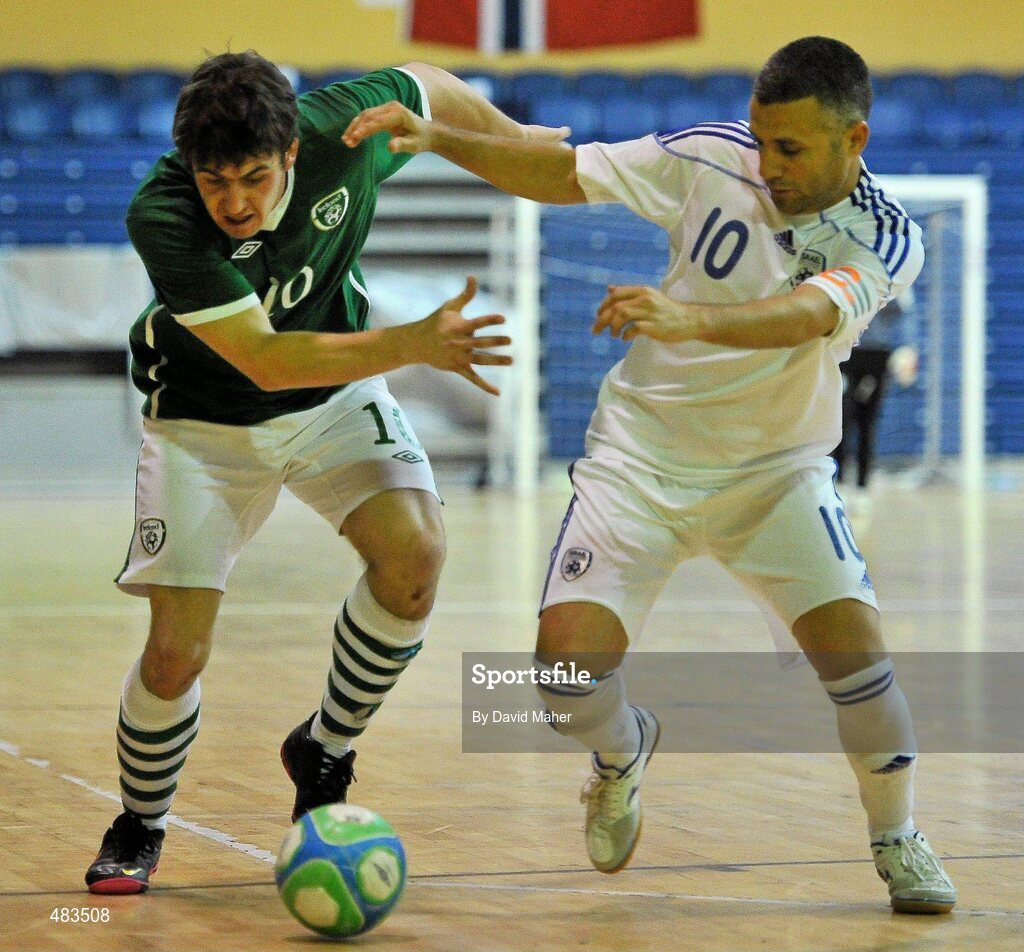 23 January 2011; Anthony Kane, Republic of Ireland, in action against Avi Kalif, Israel. UEFA Futsal EURO 2011/12 Preliminary Round - Group F, Republic of Ireland v Israel, National Basketball Arena, Tallaght, Dublin. Picture credit: David Maher / SPORTSFILE