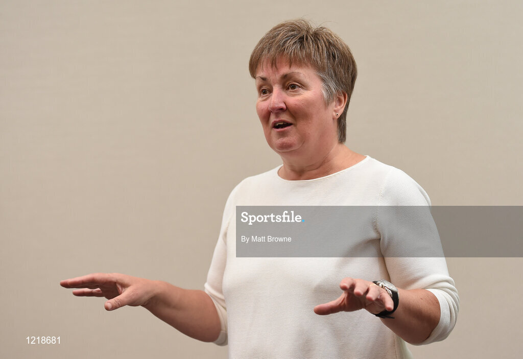 18 September 2016; Niamh O'Donoghue, Chairperson of the FAI Women's Football Committee, during a Women's National Team Caps presentation at the Castleknock Hotel in Castleknock, Dublin. Photo by Matt Browne/Sportsfile