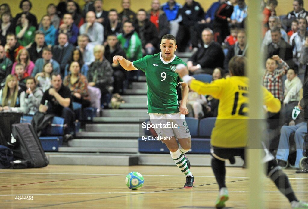 23 January 2011; Philip McDonagh, Republic of Ireland, in action against Shahaf Zakay Bar, Israel. UEFA Futsal EURO 2011/12 Preliminary Round - Group F, Republic of Ireland v Israel, National Basketball Arena, Tallaght, Dublin. Picture credit: David Maher / SPORTSFILE