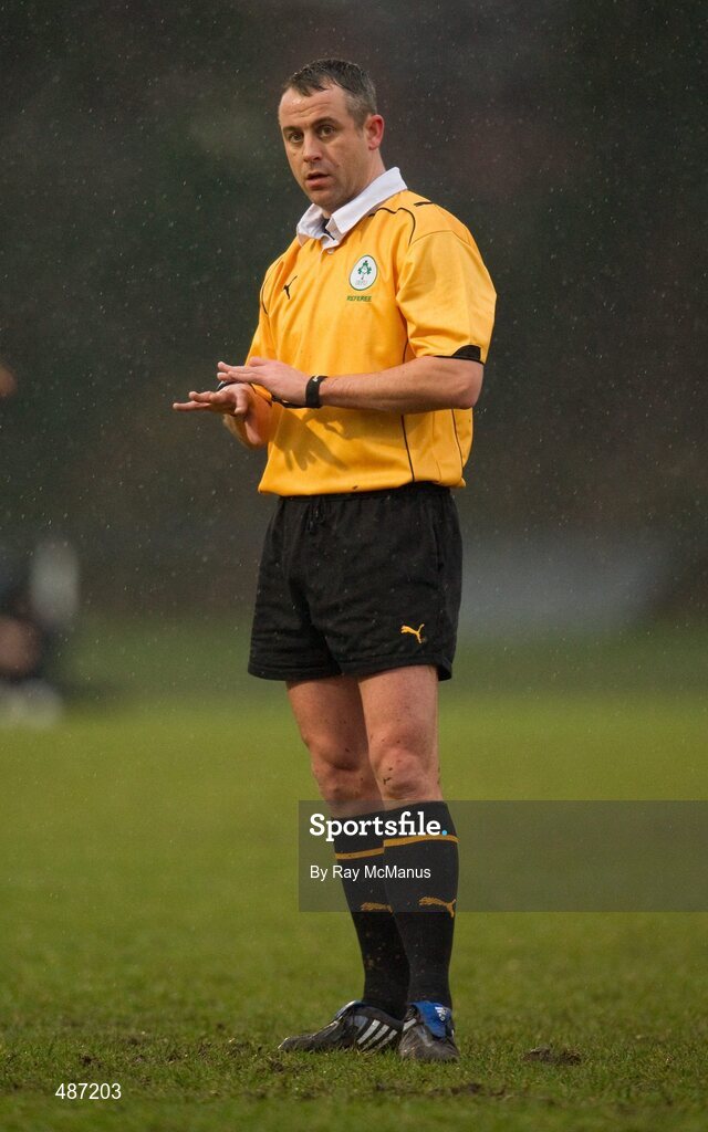 5 February 2011; Referee John Lacey. Ulster Bank All-Ireland League Division 1A, Old Belvedere v Blackrock College RFC, Anglesea Road, Ballsbridge, Dublin. Picture credit: Ray McManus / SPORTSFILE