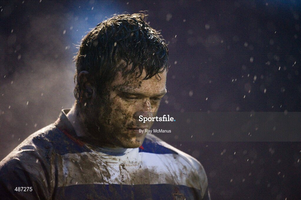 5 February 2011; Ryan Fisher, Blackrock College, leave the pitch after he was issued with a yellow card. Ulster Bank All-Ireland League Division 1A, Old Belvedere v Blackrock College RFC, Anglesea Road, Ballsbridge, Dublin. Picture credit: Ray McManus / SPORTSFILE