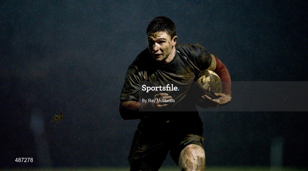 5 February 2011; Dave Mongan races in to score the game's crutial try, in the closing minutes, for Old Belvedere. Ulster Bank All-Ireland League Division 1A, Old Belvedere v Blackrock College RFC, Anglesea Road, Ballsbridge, Dublin. Picture credit: Ray McManus / SPORTSFILE