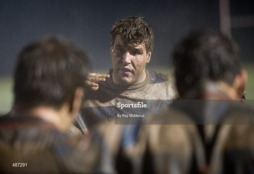 5 February 2011; Blackrock College players listen to team captain Mick Carroll after the game. Ulster Bank All-Ireland League Division 1A, Old Belvedere v Blackrock College RFC, Anglesea Road, Ballsbridge, Dublin. Picture credit: Ray McManus / SPORTSFILE