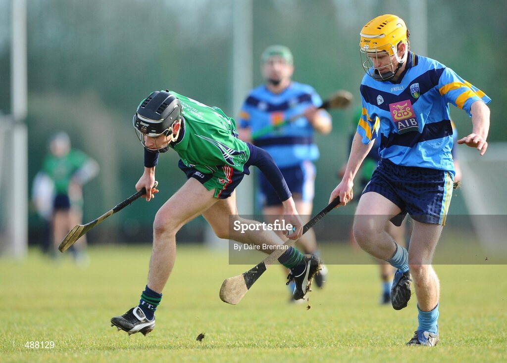 8 February 2011; Sean Tobin, Limerick IT, in action against John Doyle, UCD. Ulster Bank Fitzgibbon Cup Group 2, UCD v Limerick IT, UCD, Belfield, Dublin. Picture credit: Dáire Brennan / SPORTSFILE