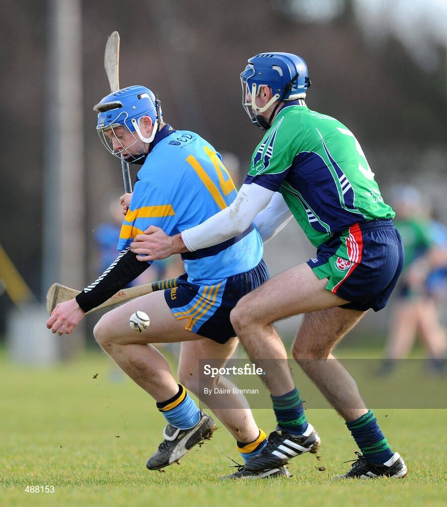 8 February 2011; Keith Hogan, UCD, in action against Ciarán Cowan, Limerick IT. Ulster Bank Fitzgibbon Cup Group 2, UCD v Limerick IT, UCD, Belfield, Dublin. Picture credit: Dáire Brennan / SPORTSFILE