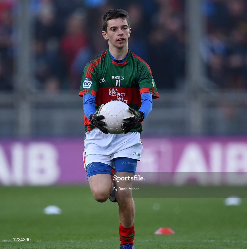 1 October 2016; Dylan McEvoy, Buffers Alley GAA, Wexford, representing Mayo, during the INTO Cumann na mBunscol GAA Respect Exhibition Go Games at the GAA Football All-Ireland Senior Championship Final Replay match between Dublin and Mayo at Croke Park in Dublin. Photo by David Maher/Sportsfile