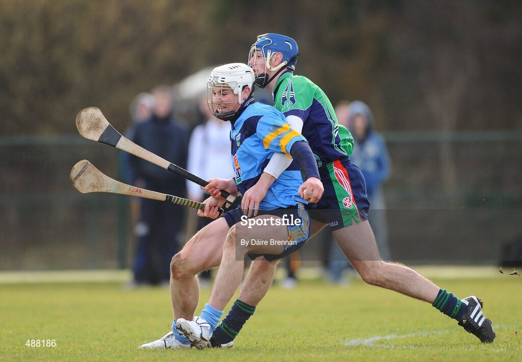 8 February 2011; Liam Rushe, UCD, in action against Ciarán Cowan, Limerick IT. Ulster Bank Fitzgibbon Cup Group 2, UCD v Limerick IT, UCD, Belfield, Dublin. Picture credit: Dáire Brennan / SPORTSFILE