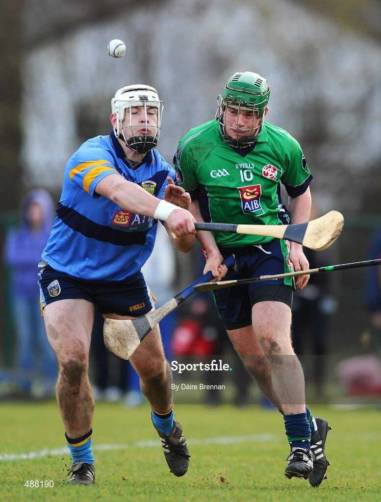 8 February 2011; Sean Collins, Limerick IT, in action against John O'Loughlin, UCD. Ulster Bank Fitzgibbon Cup Group 2, UCD v Limerick IT, UCD, Belfield, Dublin. Picture credit: Dáire Brennan / SPORTSFILE