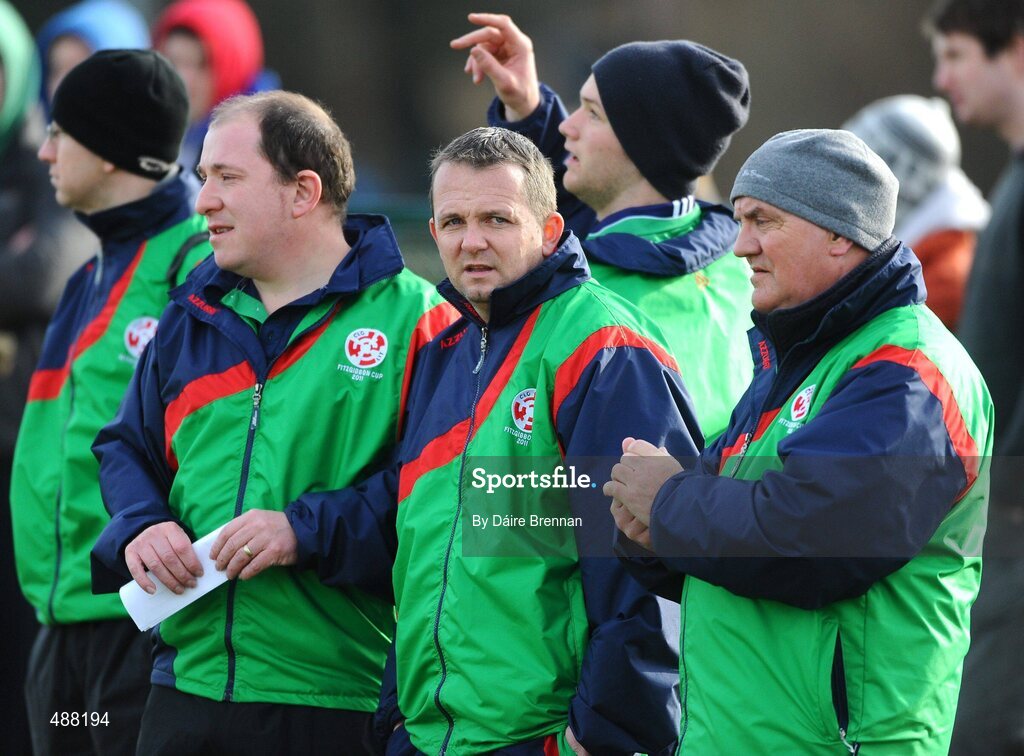 8 February 2011; Limerick IT manager Davy Fitzgerald, centre, with Gaelic Games Officer Eddie O'Sullivan, left, and selector Cyril Farrell during the game. Ulster Bank Fitzgibbon Cup Group 2, UCD v Limerick IT, UCD, Belfield, Dublin. Picture credit: Dáire Brennan / SPORTSFILE