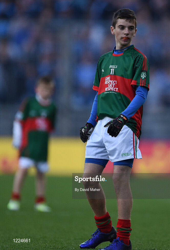 1 October 2016; Dylan McEvoy, Buffers Alley GAA, Wexford, representing Mayo, during the INTO Cumann na mBunscol GAA Respect Exhibition Go Games at the GAA Football All-Ireland Senior Championship Final Replay match between Dublin and Mayo at Croke Park in Dublin. Photo by David Maher/Sportsfile