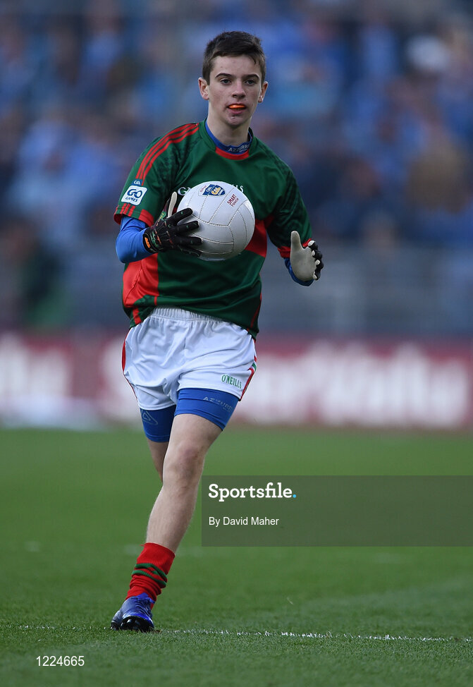 1 October 2016; Dylan McEvoy, Buffers Alley GAA, Wexford, representing Mayo, during the INTO Cumann na mBunscol GAA Respect Exhibition Go Games at the GAA Football All-Ireland Senior Championship Final Replay match between Dublin and Mayo at Croke Park in Dublin. Photo by David Maher/Sportsfile