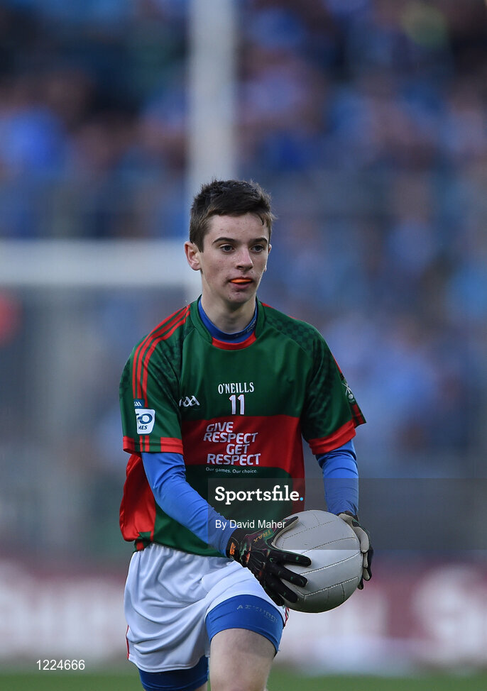 1 October 2016; Dylan McEvoy, Buffers Alley GAA, Wexford, representing Mayo, during the INTO Cumann na mBunscol GAA Respect Exhibition Go Games at the GAA Football All-Ireland Senior Championship Final Replay match between Dublin and Mayo at Croke Park in Dublin. Photo by David Maher/Sportsfile
