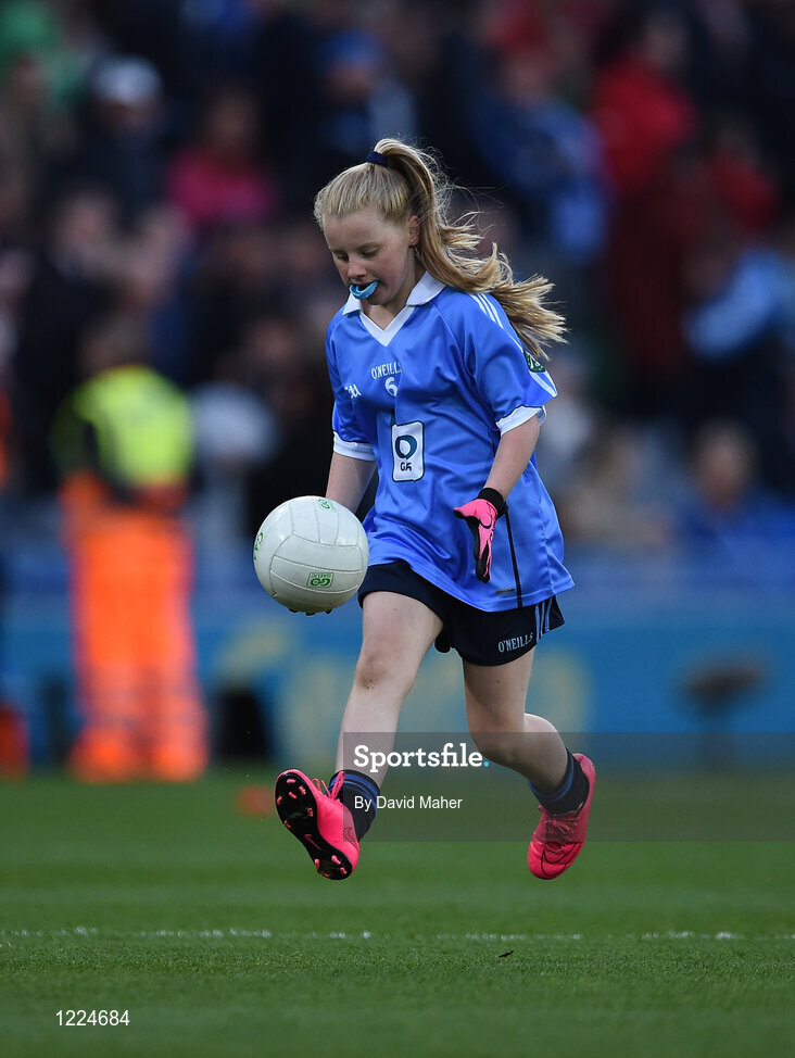 1 October 2016; Síofra Kelly, Scoil Naomh Pádraig, Ballyroan, Dublin, during the INTO Cumann na mBunscol GAA Respect Exhibition Go Games at the GAA Football All-Ireland Senior Championship Final Replay match between Dublin and Mayo at Croke Park in Dublin. Photo by David Maher/Sportsfile