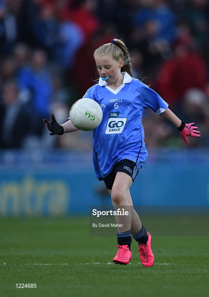 1 October 2016; Síofra Kelly, Scoil Naomh Pádraig, Ballyroan, Dublin, during the INTO Cumann na mBunscol GAA Respect Exhibition Go Games at the GAA Football All-Ireland Senior Championship Final Replay match between Dublin and Mayo at Croke Park in Dublin. Photo by David Maher/Sportsfile