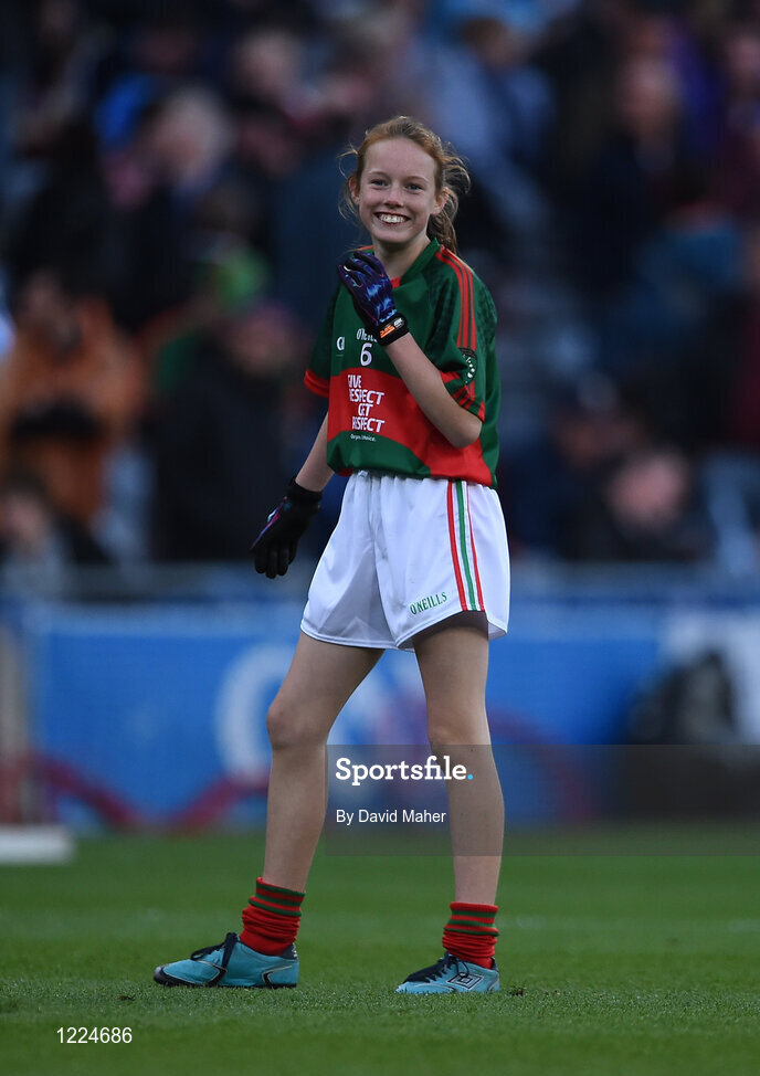 1 October 2016; Grace Naughton, Currabaggan NS, Knockmore, Mayo, during the INTO Cumann na mBunscol GAA Respect Exhibition Go Games at the GAA Football All-Ireland Senior Championship Final Replay match between Dublin and Mayo at Croke Park in Dublin. Photo by David Maher/Sportsfile