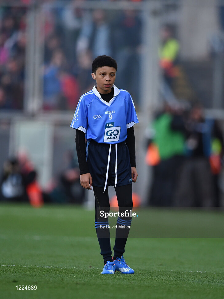1 October 2016; Andriú Mac Ghiolla Geimhridh, Gaelscoil Barra, Cabra, Dublin, during the INTO Cumann na mBunscol GAA Respect Exhibition Go Games at the GAA Football All-Ireland Senior Championship Final Replay match between Dublin and Mayo at Croke Park in Dublin. Photo by David Maher/Sportsfile