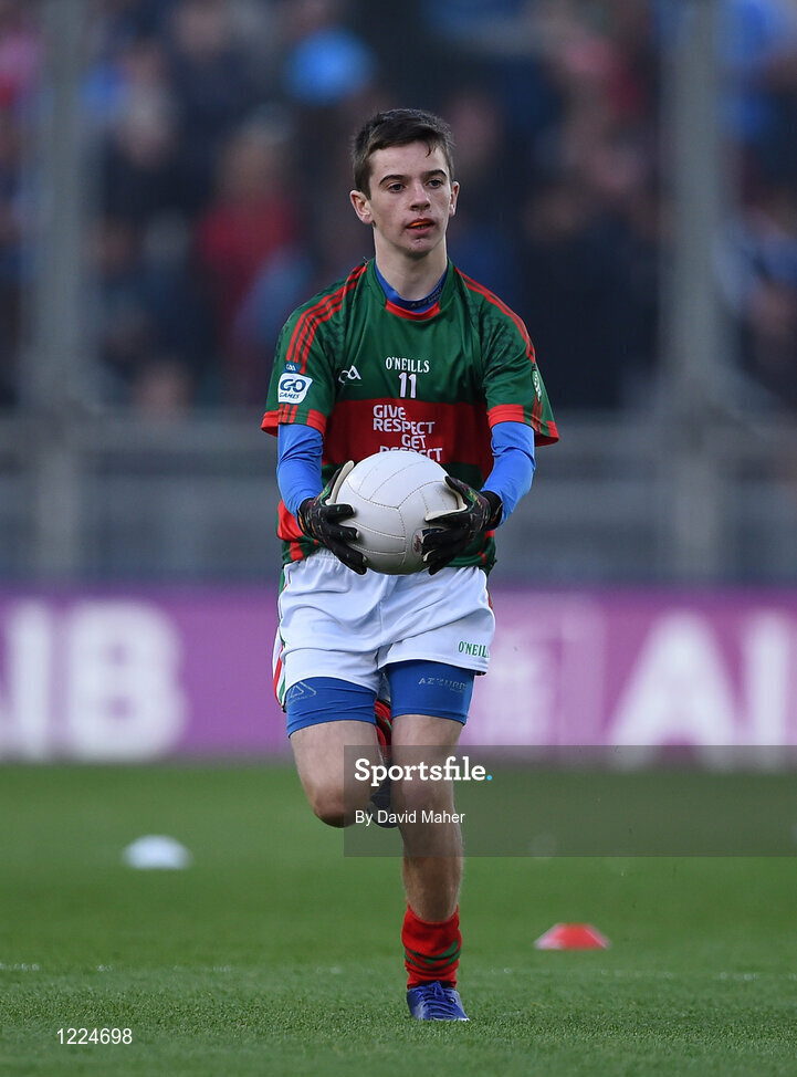 1 October 2016; Dylan McEvoy, Buffers Alley GAA, Wexford, representing Mayo, during the INTO Cumann na mBunscol GAA Respect Exhibition Go Games at the GAA Football All-Ireland Senior Championship Final Replay match between Dublin and Mayo at Croke Park in Dublin. Photo by David Maher/Sportsfile