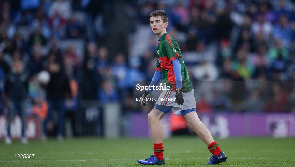 1 October 2016; Dylan McEvoy, Buffers Alley GAA, Wexford, representing Mayo, during the INTO Cumann na mBunscol GAA Respect Exhibition Go Games at the GAA Football All-Ireland Senior Championship Final Replay match between Dublin and Mayo at Croke Park in Dublin. Photo by Piaras Ó Mídheach/Sportsfile