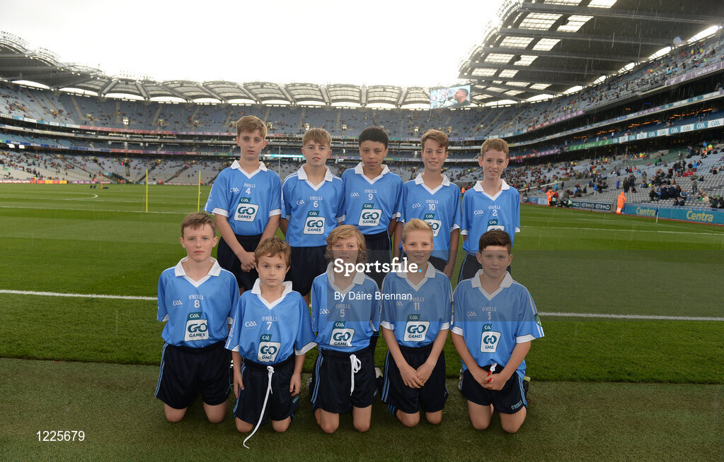 1 October 2016; The Dublin team, back row, left to right, Cormac Dignam, St Vincent's GAA, Marino, Dublin, Harry Gormley, Garristown GAA, Fingal, Dublin, Andriú Mac Ghiolla Geimhridh, Gaelscoil Barra, Cabra, Dublin, Alex Drycher, Bayside NS, Sutton, Dublin, Daniel Gorey, Naomh Mearnóg GAA, Portmarnock, Dublin, front row, left to right, Seán Horan, Hollypark BNS, Blackrock, Dublin, Cathal Martin, Naomh Jude GAA, Templeogue, Dublin, Padraic Kehoe, O'Dwyers GAA, Balbriggan, Dublin, Oscar Maguire, Griffith Barrackss Multidenominational School, Dublin, Ruadhán McCann, Fingallians GAA, Swords, Dublin, ahead of the GAA Football All-Ireland Senior Championship Final Replay match between Dublin and Mayo at Croke Park in Dublin. Photo by Daire Brennan/Sportsfile