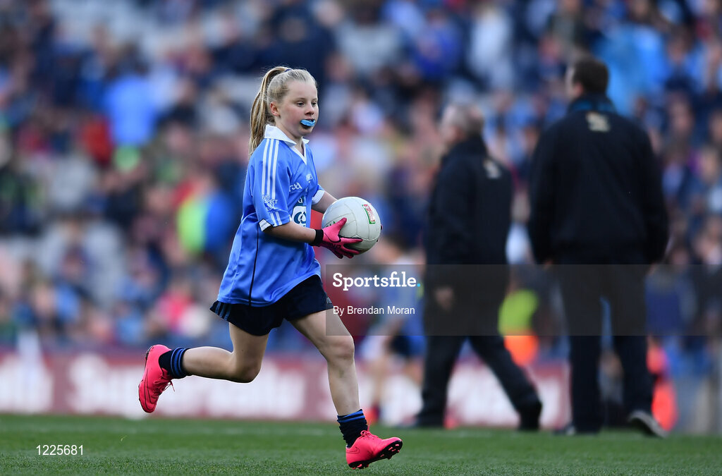 1 October 2016; Síofra Kelly, Scoil Naomh Pádraig, Ballyroan, Dublin, during the INTO Cumann na mBunscol GAA Respect Exhibition Go Games at the GAA Football All-Ireland Senior Championship Final Replay match between Dublin and Mayo at Croke Park in Dublin. Photo by Brendan Moran/Sportsfile