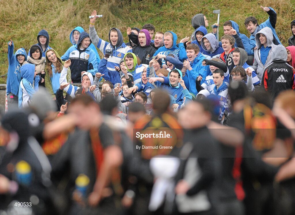 16 February 2011; Rockwell College supporters during the game. Avonmore Milk Munster Schools Senior Cup, Ardscoil Ris v Rockwell College, Clanwilliam RFC, Tipperary Town, Tipperary. Picture credit: Diarmuid Greene / SPORTSFILE