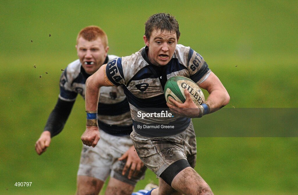 16 February 2011; Brian Haugh, supported by Rob Jermyn, Rockwell College. Avonmore Milk Munster Schools Senior Cup, Ardscoil Ris v Rockwell College, Clanwilliam RFC, Tipperary Town, Tipperary. Picture credit: Diarmuid Greene / SPORTSFILE