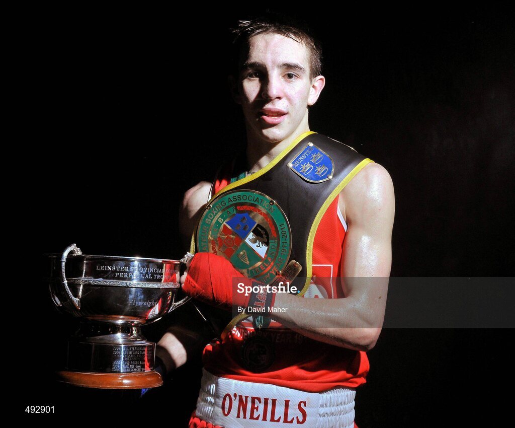 25 February 2011; Michael Conlan, St. John's Bosco Boxing Club, after winning his 52kg division bout against Christopher Phelan, Ryston Boxing Club. National Boxing Championship Finals, National Stadium, Dublin. Picture credit: David Maher / SPORTSFILE