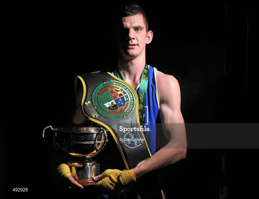 25 February 2011; Adam Nolan, Bray Boxing Club, after winning his 69kg division bout against Karl Brabazon, St.Saviours Boxing Club. National Boxing Championship Finals, National Stadium, Dublin. Picture credit: David Maher / SPORTSFILE